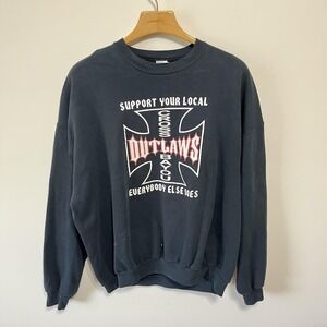 Vintage West Coast Choppers Style Sweatshirt XL Black Faded Biker Crewneck 90s